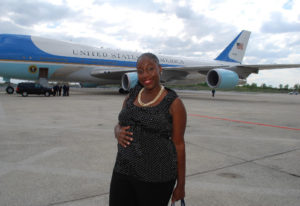 LaVerne Bowman in front of Air Force One