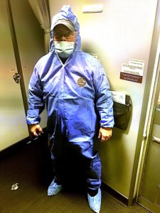 Joe in PPE during the height of COVID-19.